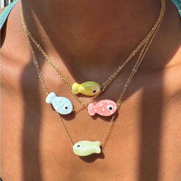 Anthropologie Jewelry - Blue Fish Pendant Necklace S888